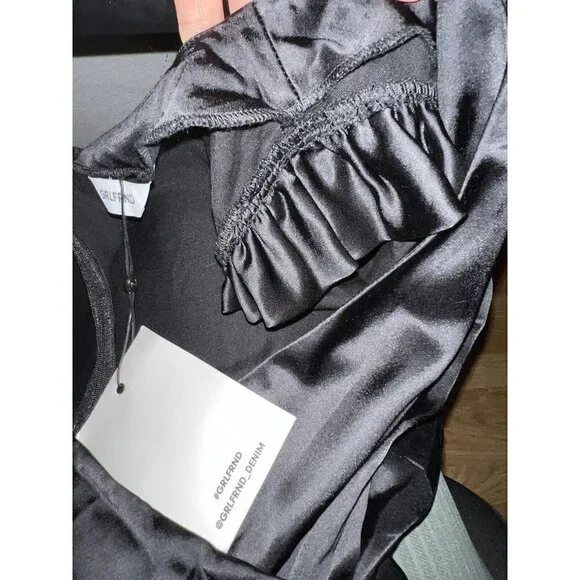 𝅺GRLFRND Button-front Mini Silky Dress NEW NWTS Long Sleeve Wrap Front Small D1 - Picture 8 of 8